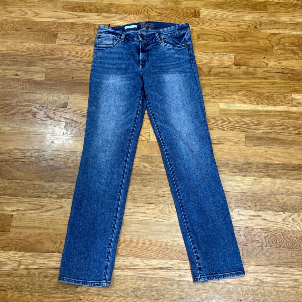Kut from the Kloth Womens Straight Leg Jeans Blue Medium Wash Flap Pocket Size 6
